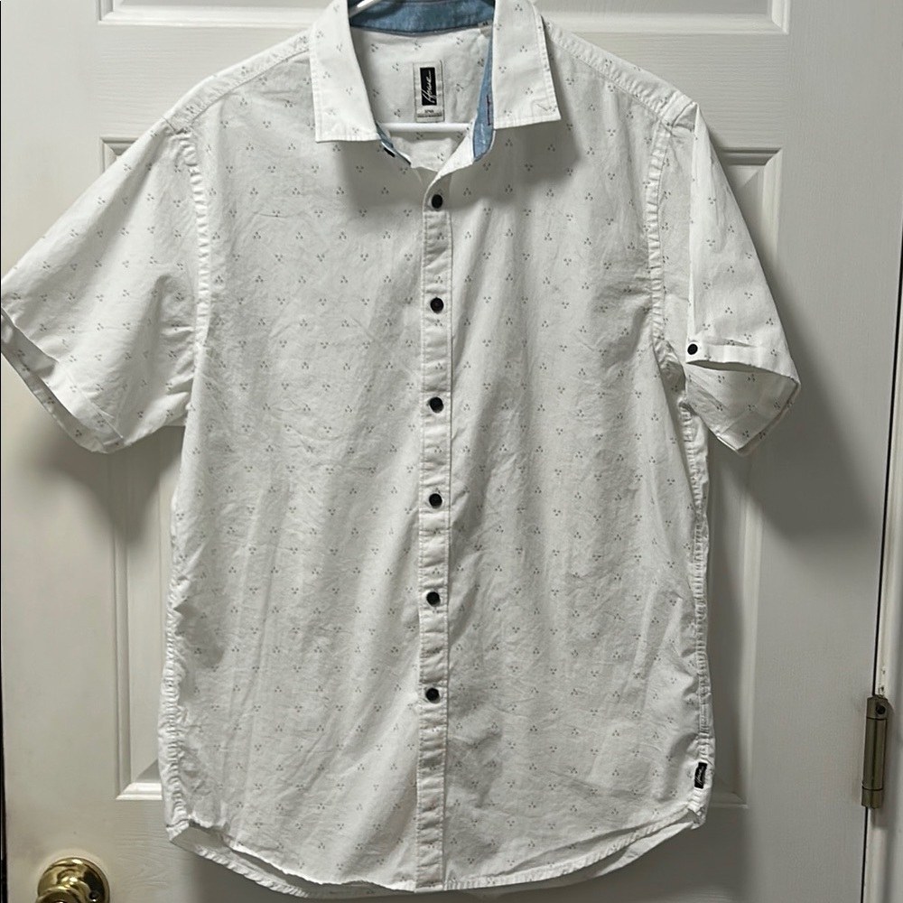 Howe No 65 Men's White Printed Short Sleeve Shirt Size Large
